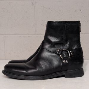 Avellini Black Leather Biker Moto Harness Ankle Boots Size EU 40, US 9.5 EUC